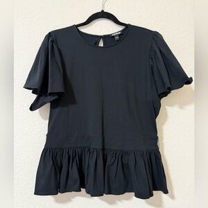 Express Black Ruffle Hem Blouse